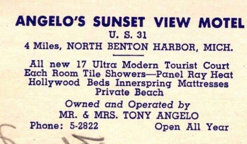 Angelos Sunset View Motel - Vintage Postcard